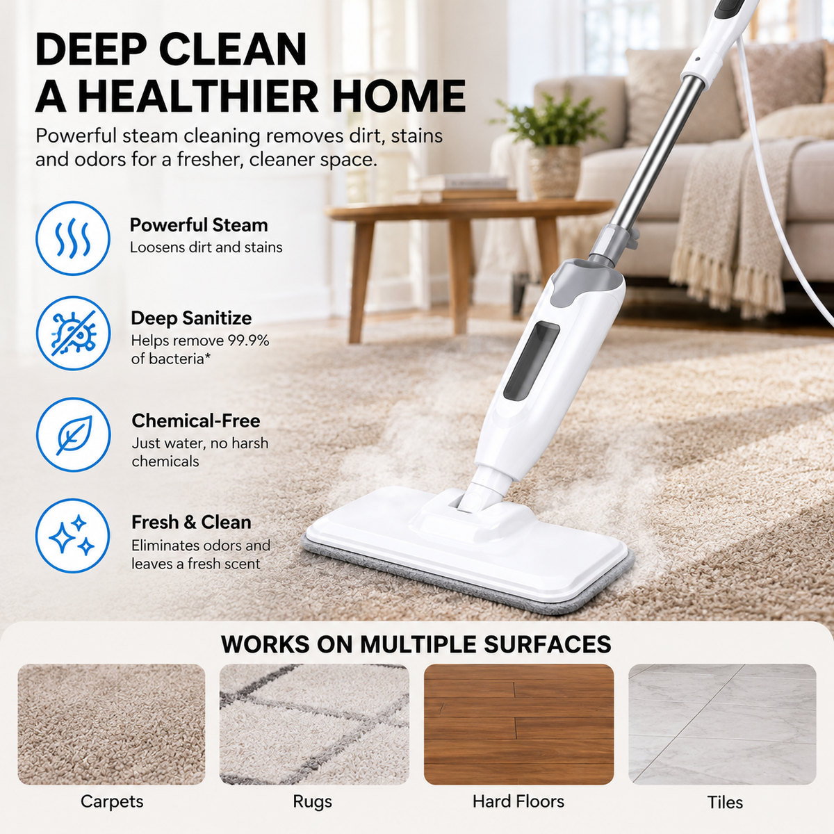 Rugora™ DeepClean Carpet Cleaner – Carpet, Rug & Upholstery Stain Cleaning Machine