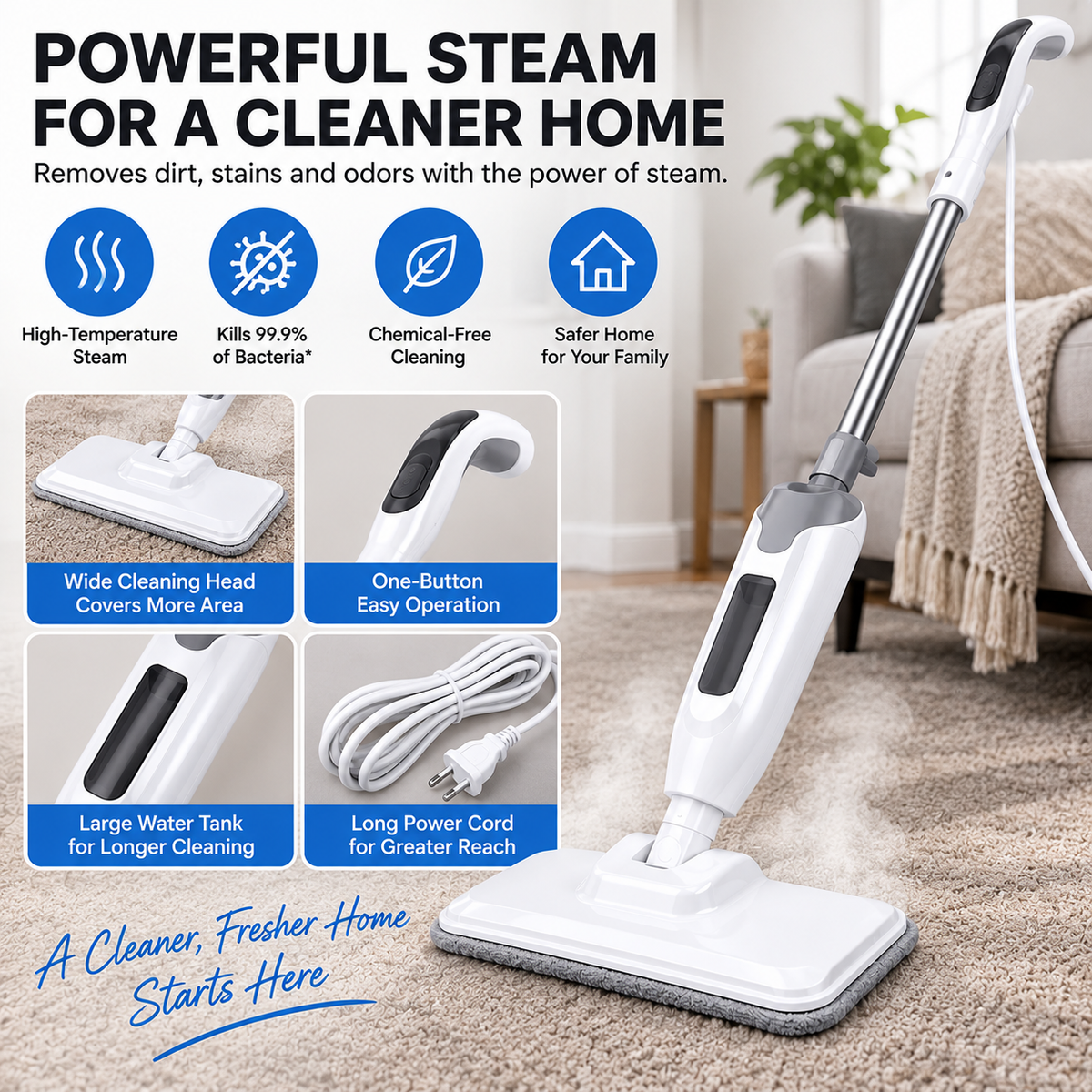 Rugora™ DeepClean Carpet Cleaner – Carpet, Rug & Upholstery Stain Cleaning Machine